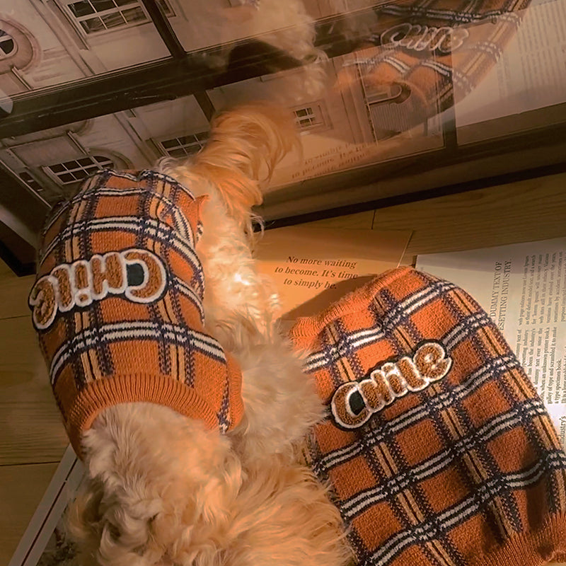 Vintage Plaid Pet Sweater