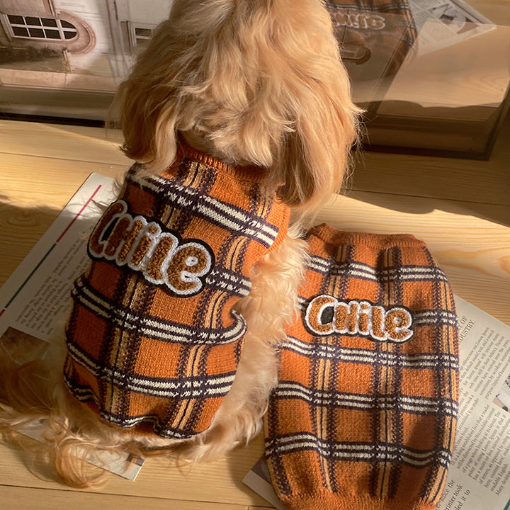 Vintage Plaid Pet Sweater