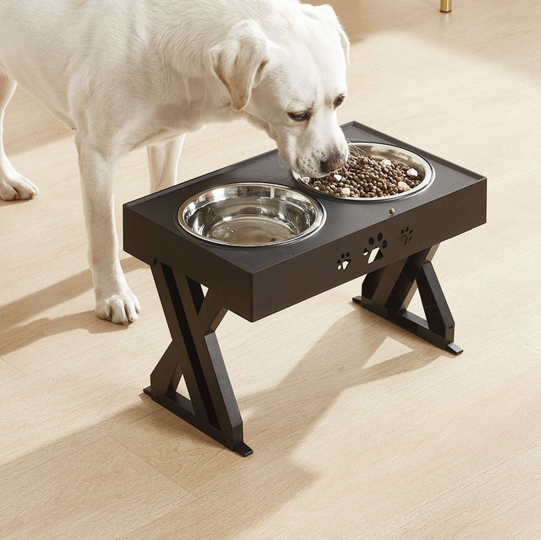 Pet Lifting Table Foldable Dog Drinking Bowl with Optional Slow-Feeder