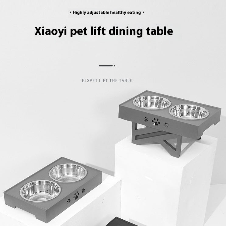 Pet Lifting Table Foldable Dog Drinking Bowl with Optional Slow-Feeder
