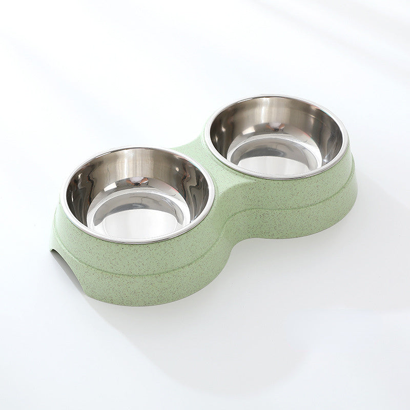 Double Pet Bowls Dog Food Water Feeder