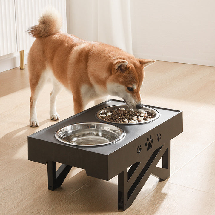 Pet Lifting Table Foldable Dog Drinking Bowl with Optional Slow-Feeder