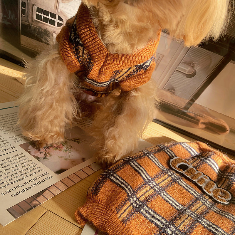 Vintage Plaid Pet Sweater