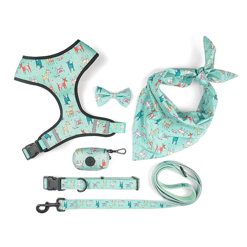 Pet Dog Leash Harness With Bow and bandana