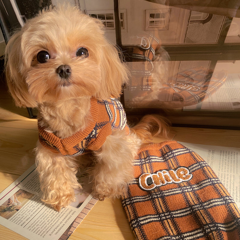 Vintage Plaid Pet Sweater