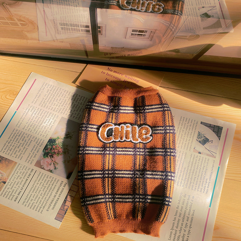 Vintage Plaid Pet Sweater