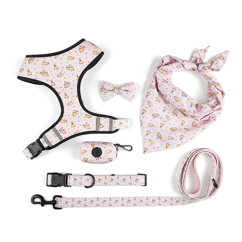 Pet Dog Leash Harness With Bow and bandana